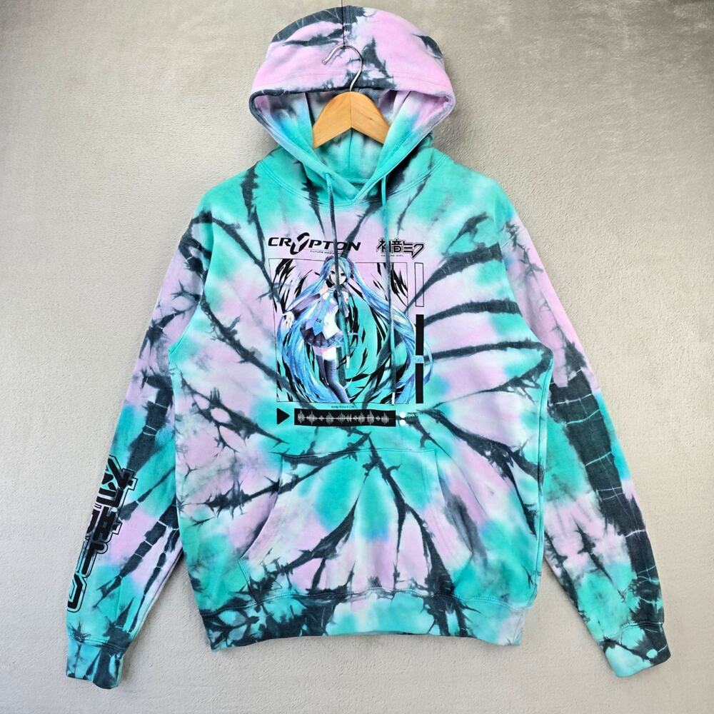 Hatsune Miku Crypton Tie-Dye Hoodie Adult Medium Multi Color NWT Future Media